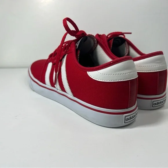 adidas Red Canvas Low-Profile Sneakers with White Stripes - Picture 8 of 13